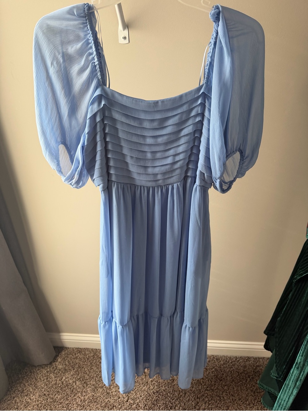 LC Lauren Conrad Pastel Blue Pleated Smock Midi Dress - Size Large
